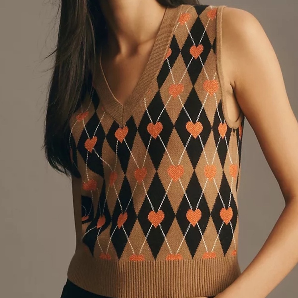 Anthropologie Maeve Heart Sweater Vest